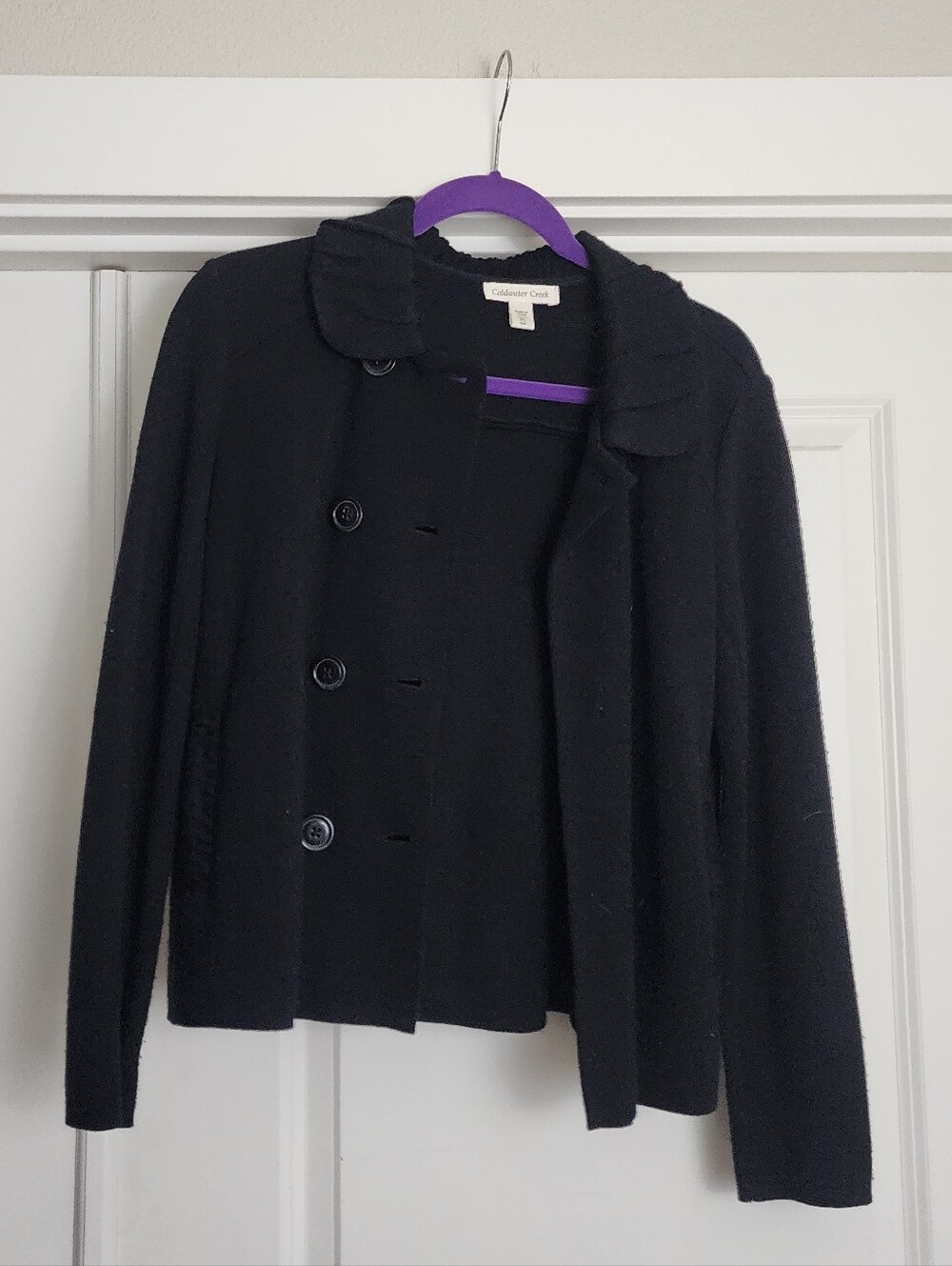 Coldwater Creek Black Button-Front Knit Blazer